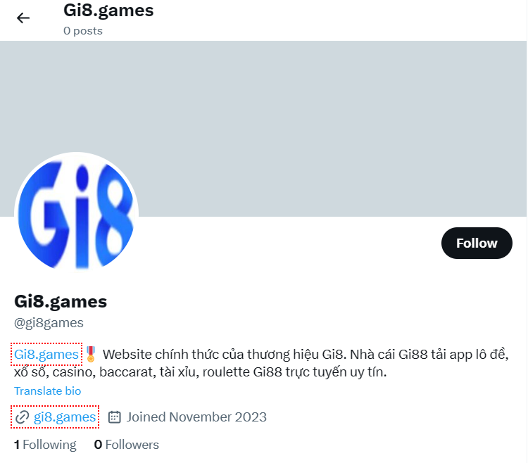 Trang Twiter của Gi8.games