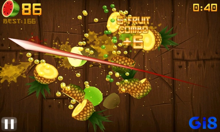 Đồ họa 2.5D đơn giản với màu sắc nổi bật của Game Fruit Ninja