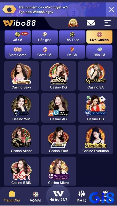 Game casino đa thể loại lựa chọn